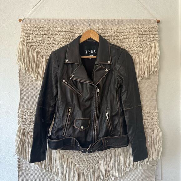 VEDA Classic Moto Genuine Leather Jacket - Picture 1 of 11